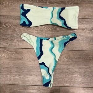 Stylish Blue and White Bikini Set